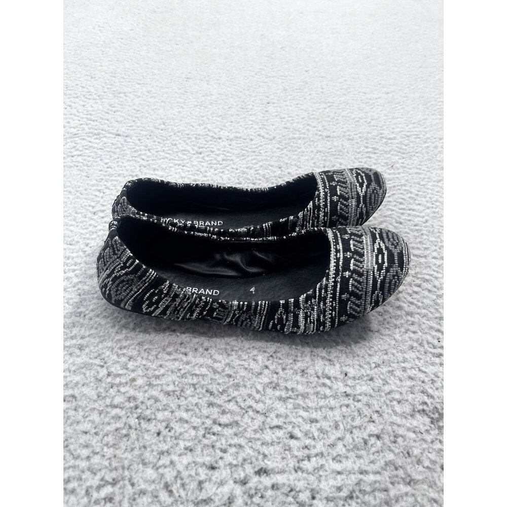 Lucky Brand Ballet Flats Womens 9.5 Emma Black Aztec Print Stretch - Picture 5 of 8